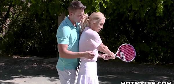  Hot Blonde MILF Aaliyah Love Orgasm Sex With Young Tennis Coach Boy